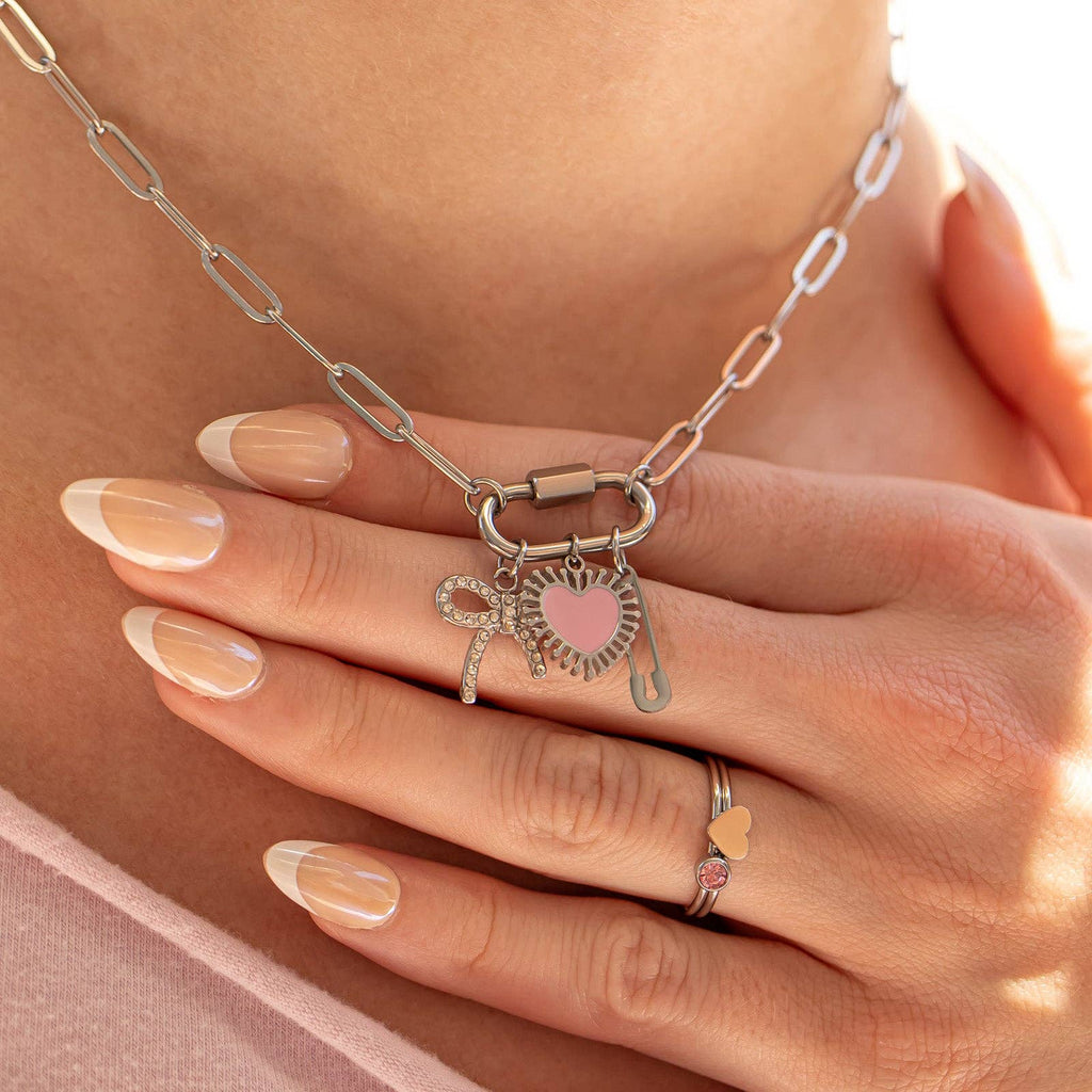 Paperclip Carabiner Charm Holder Necklace