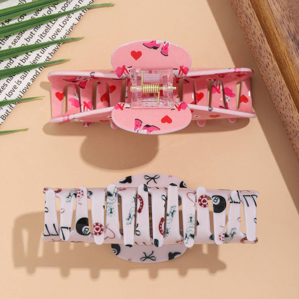 Cowgirl Boot & Western Casino Symbols Print Hair Clip
