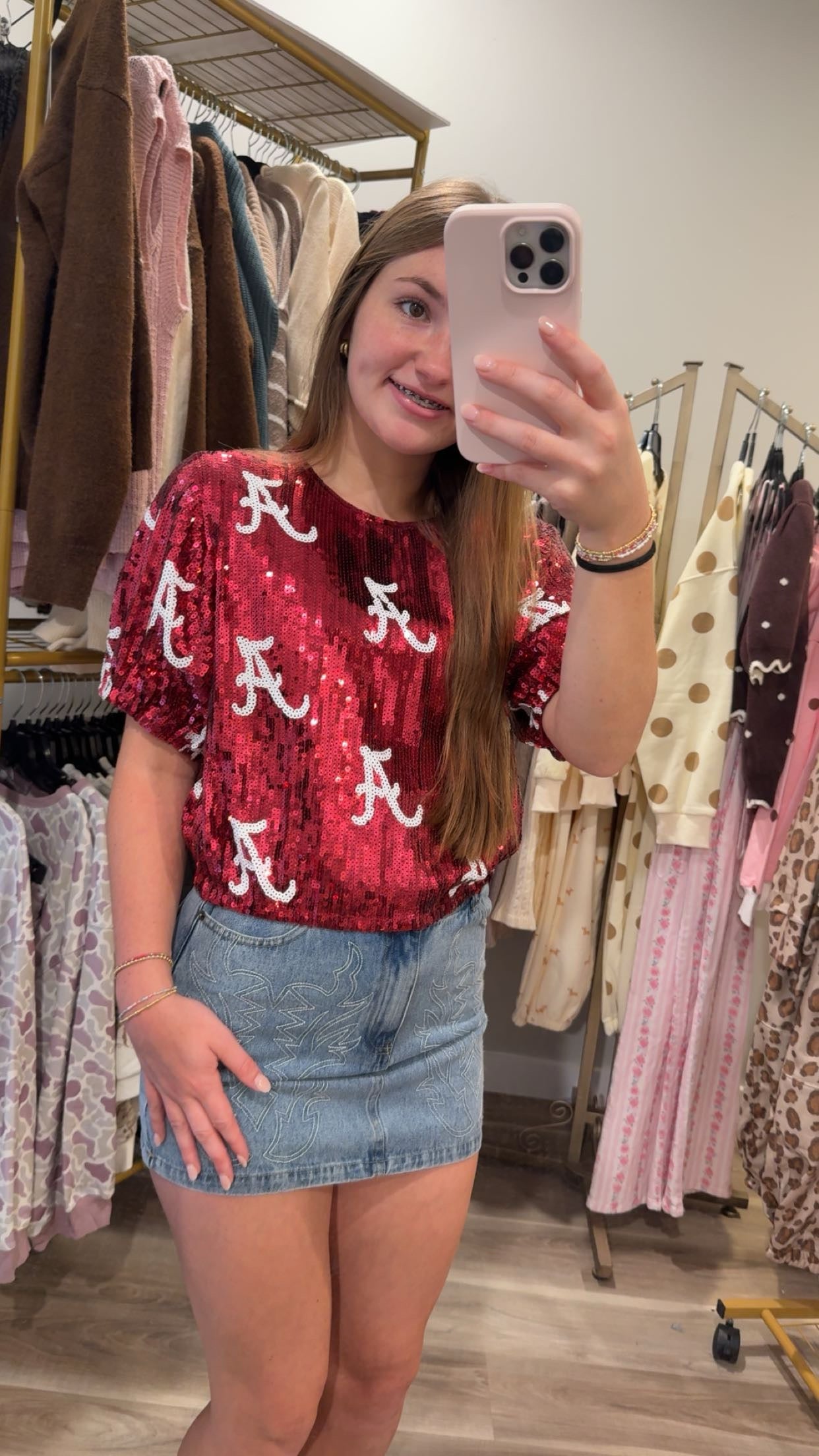Crimson Tide Sequin Crop Top