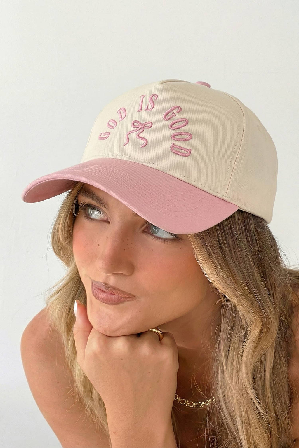 God Is Good Embroidered Bow Baseball Cap