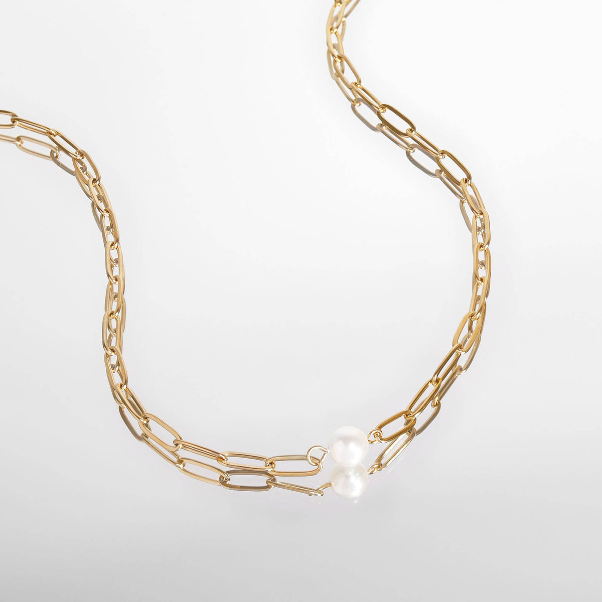 Pearl Paperclip Chain Necklace