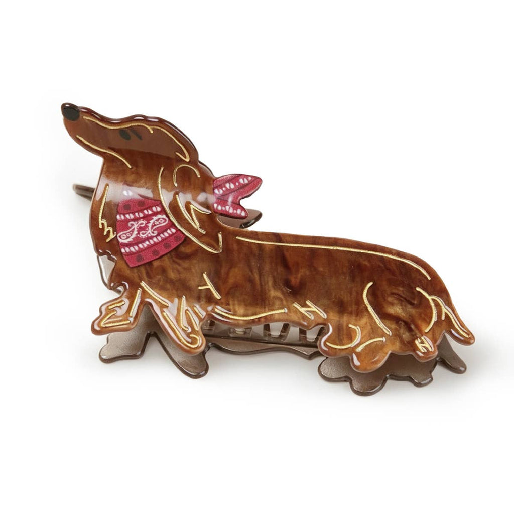 Bandana Adorned Dachshund Hair Claw Clip