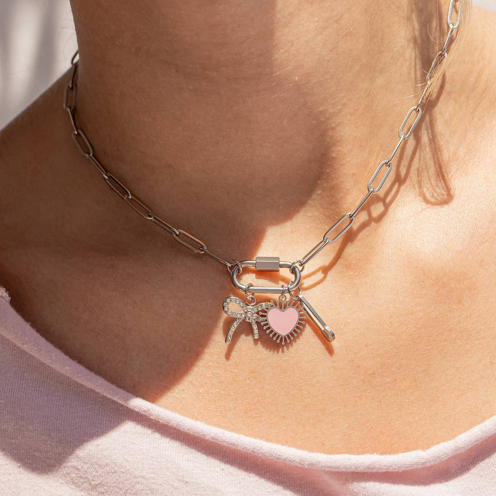 Paperclip Carabiner Charm Holder Necklace