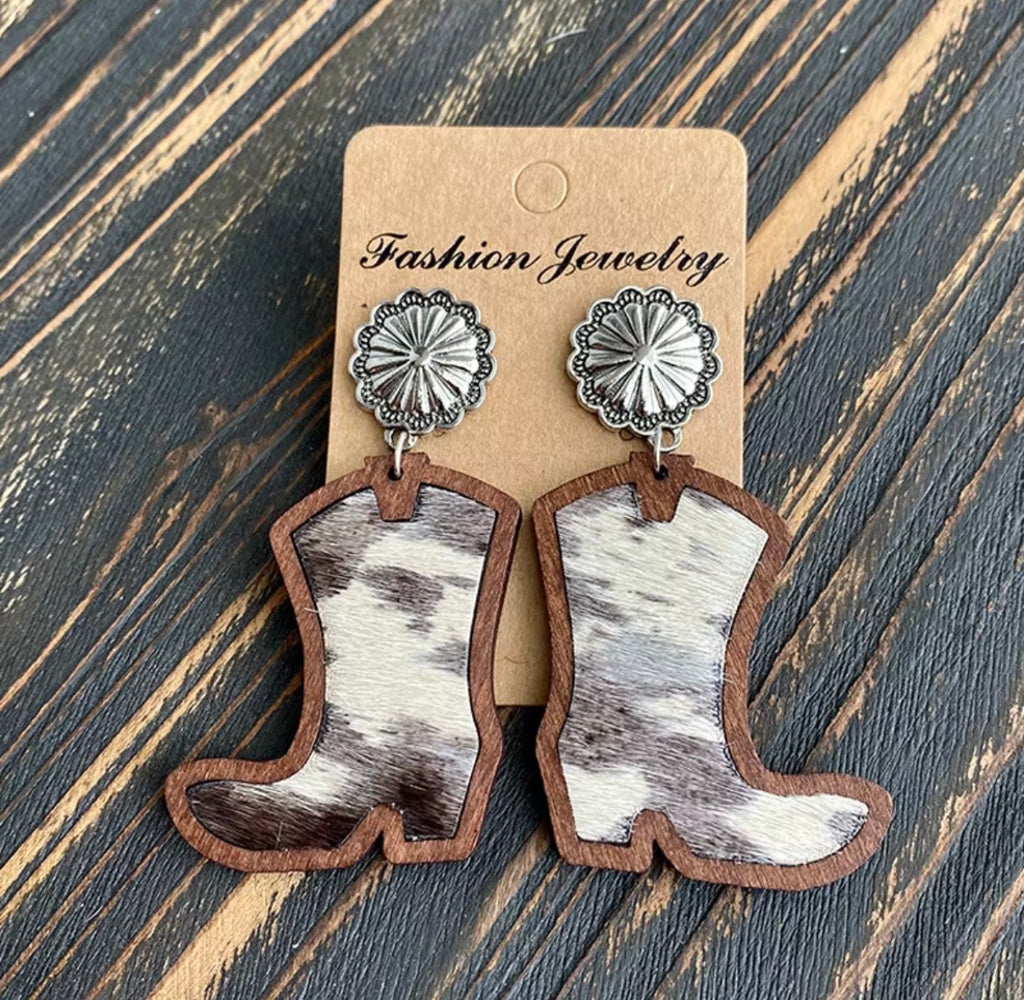 Wooden Boot Earrings