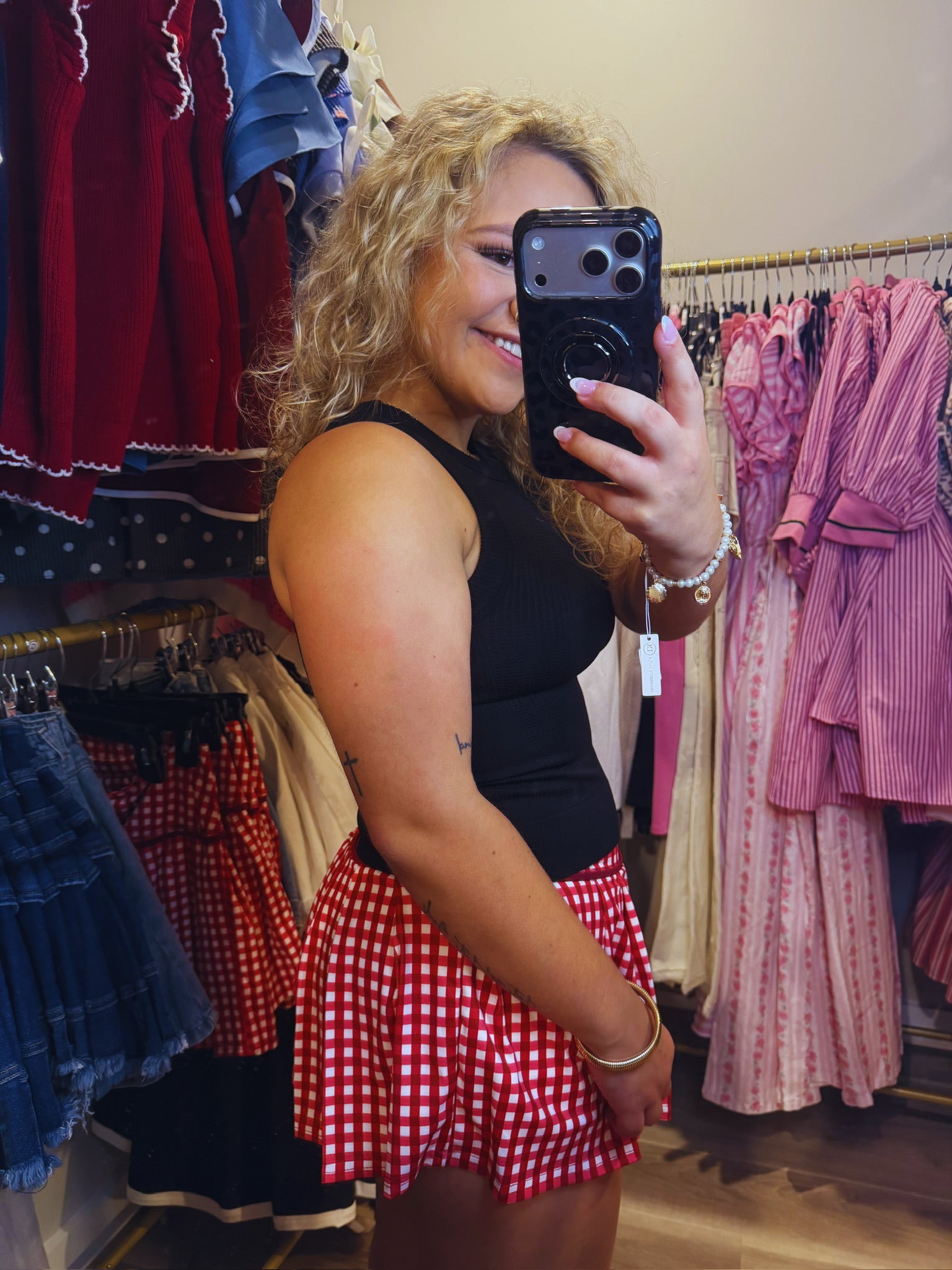 Gingham Active Pleated Skort