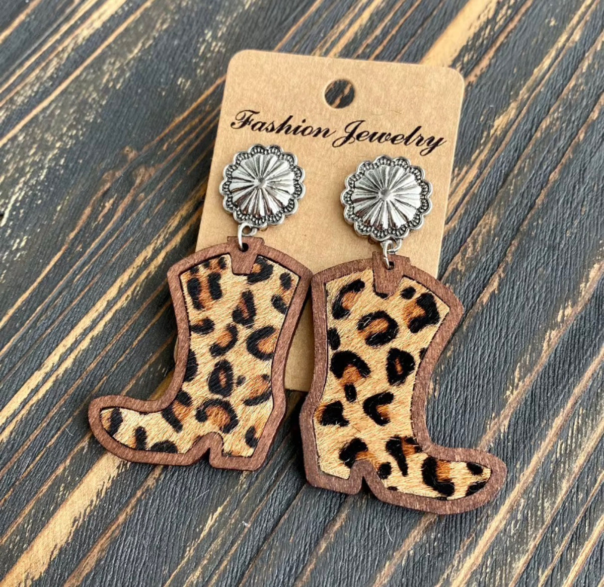 Wooden Boot Earrings