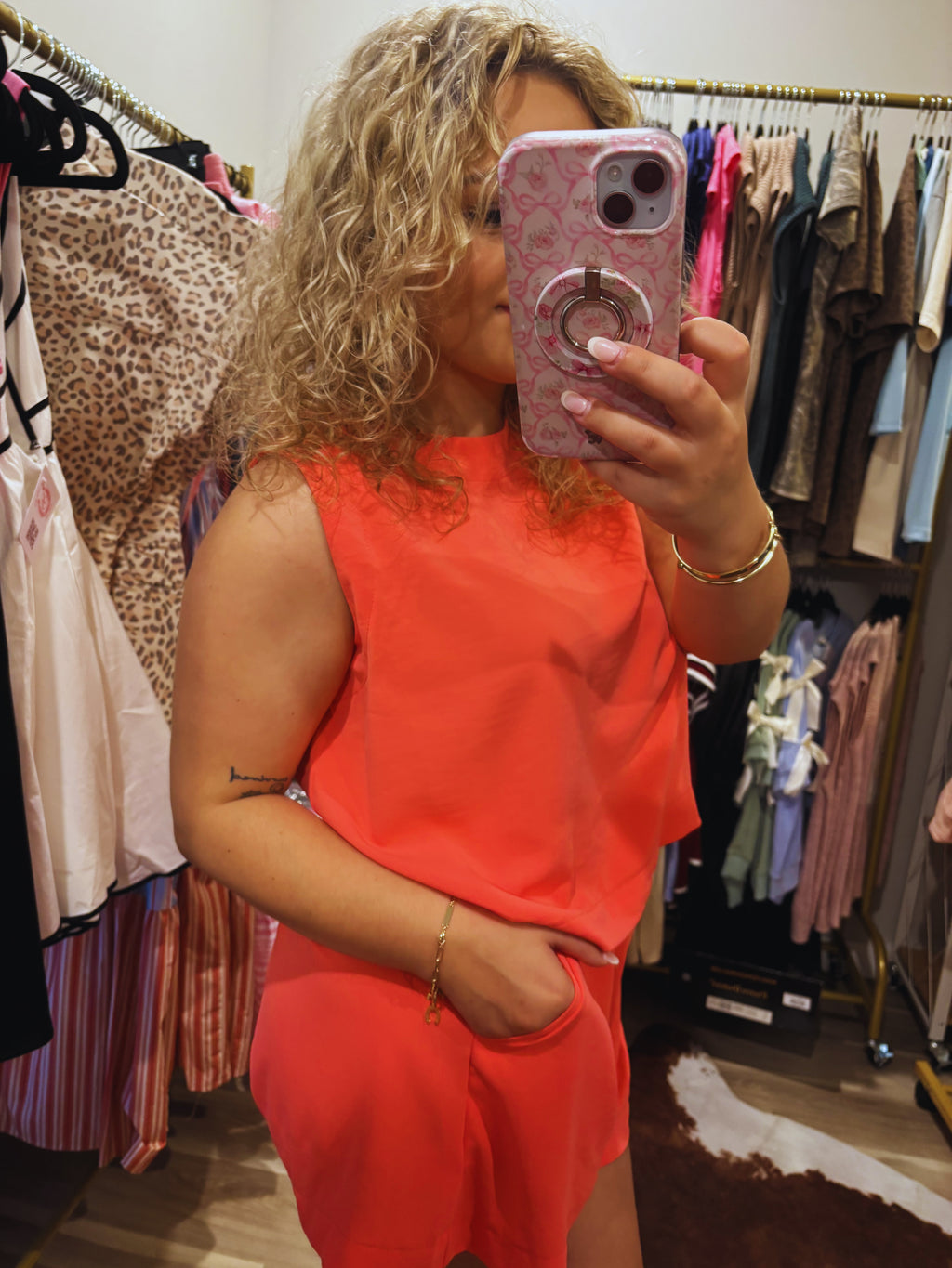 Meet & Greet Sleeveless Short Set Coral