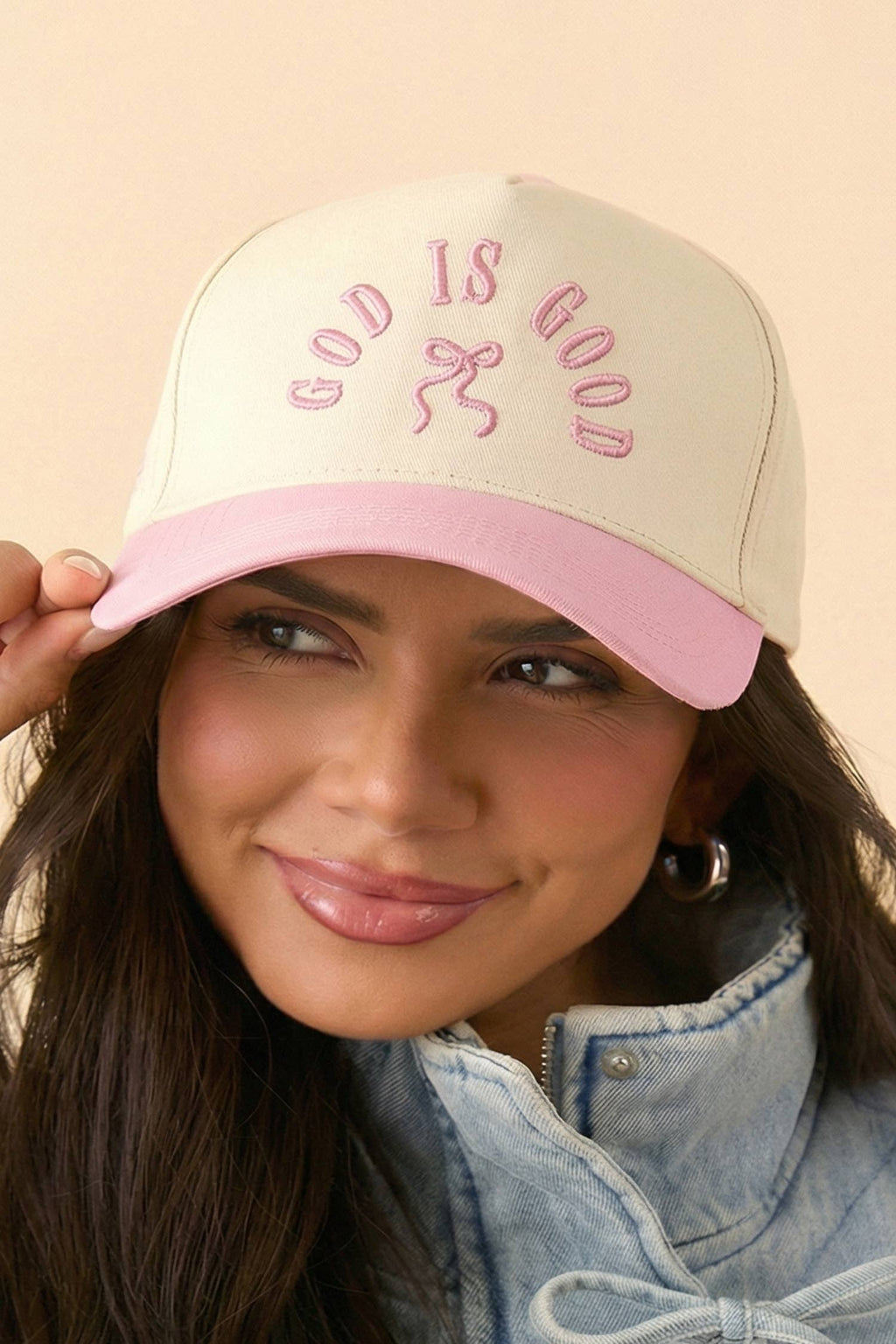 God Is Good Embroidered Bow Baseball Cap