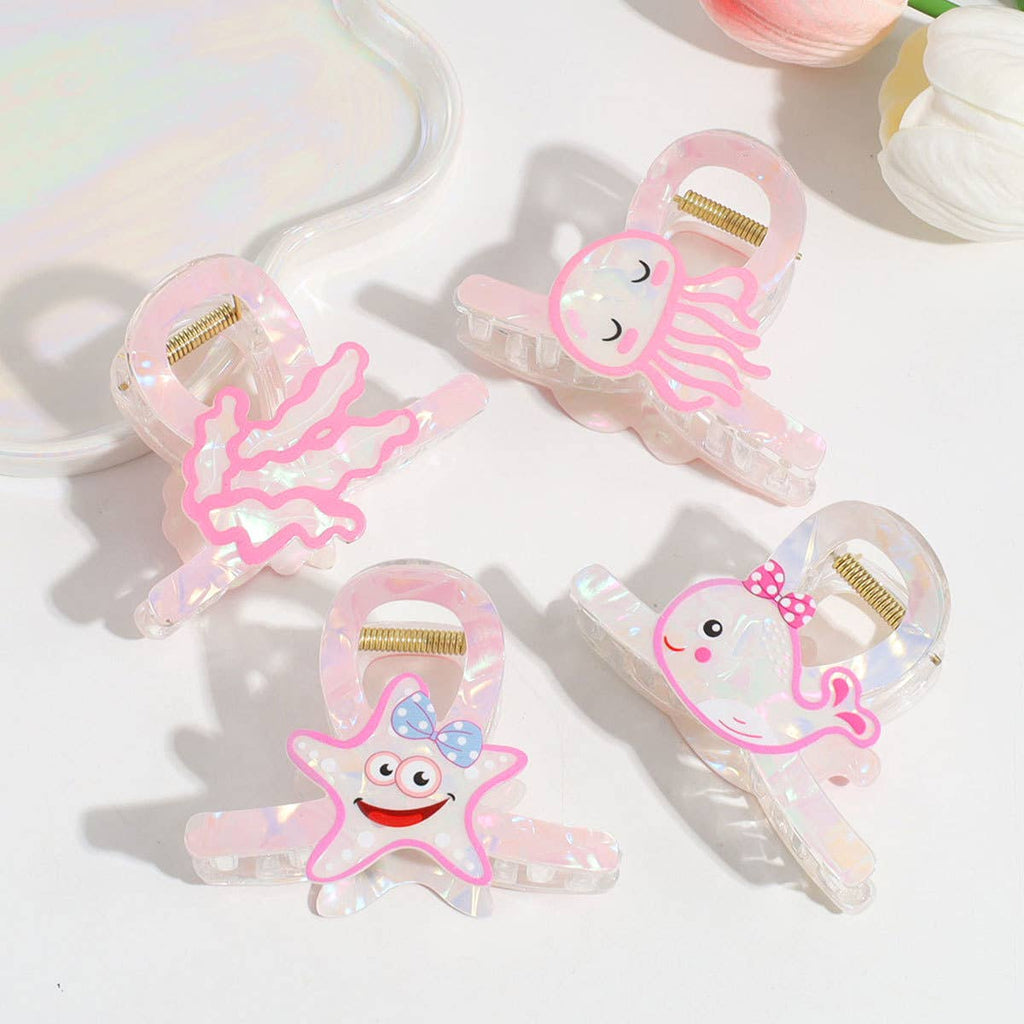Cartoon Iridescent Ocean Animal Design Hair Claw Clip