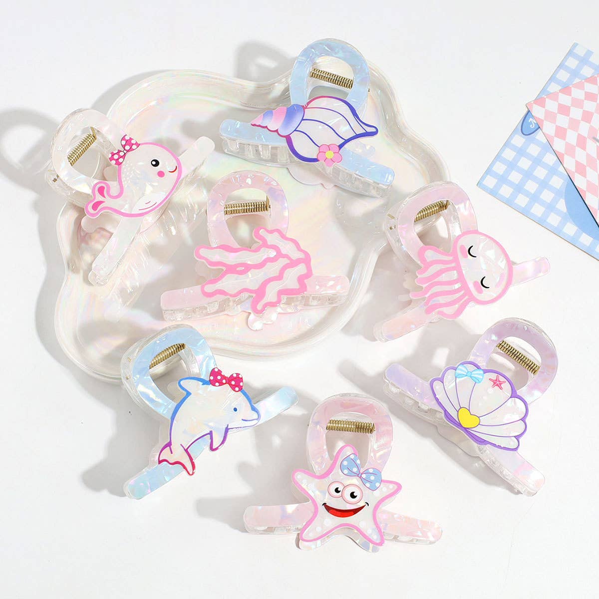 Cartoon Iridescent Ocean Animal Design Hair Claw Clip