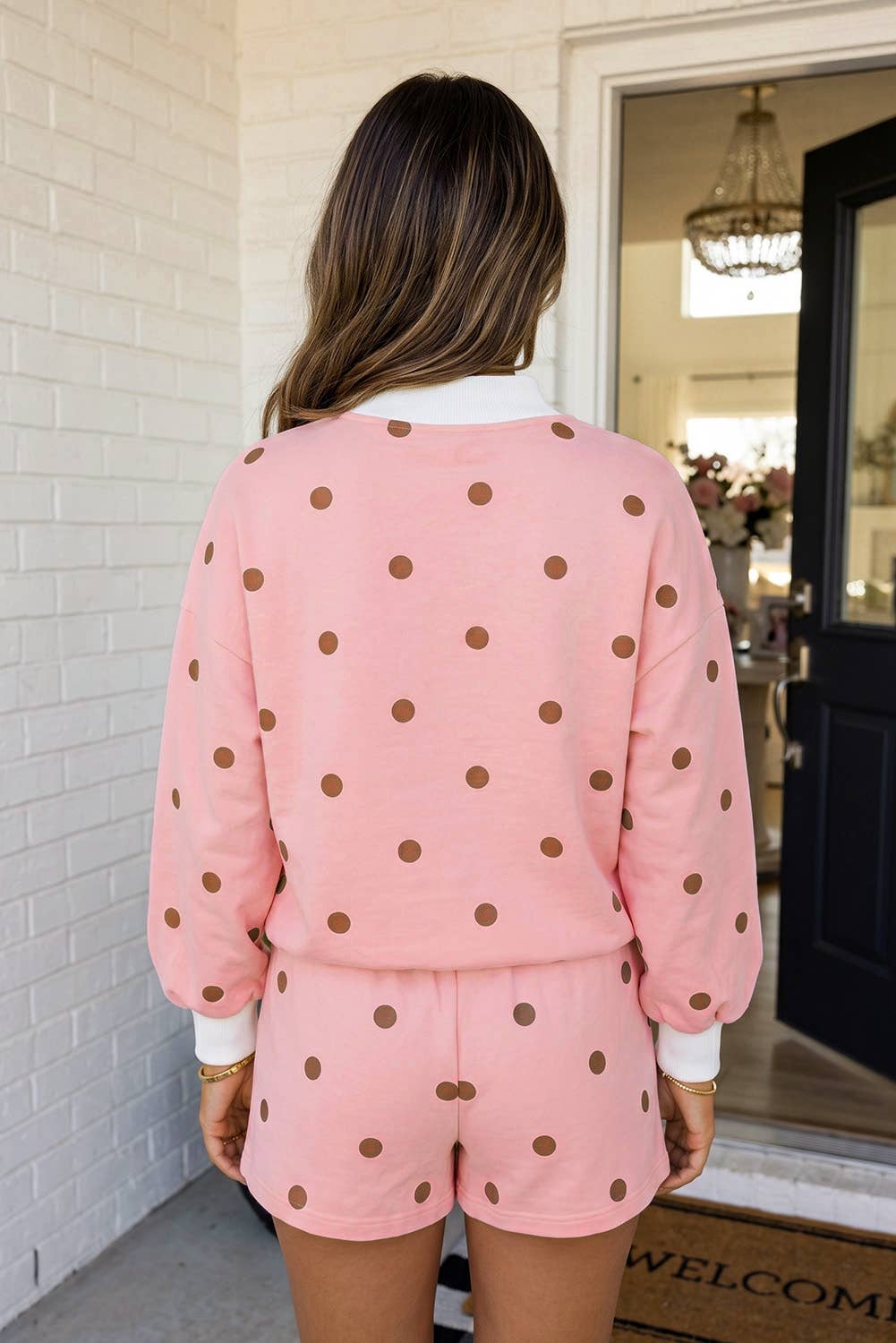 Polka Dot Mock Neck Set