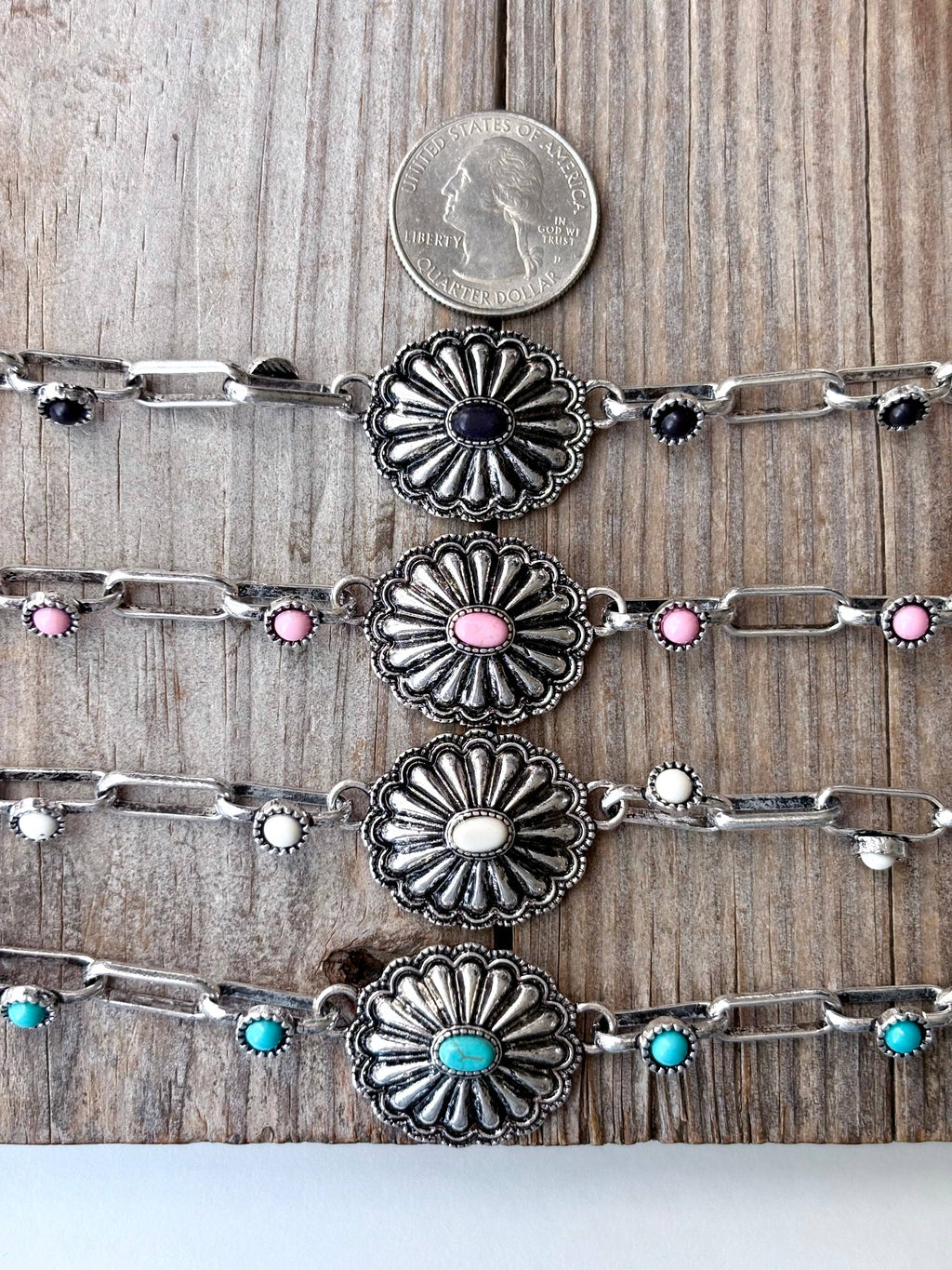 Turquoise Concho Chain Bracelet