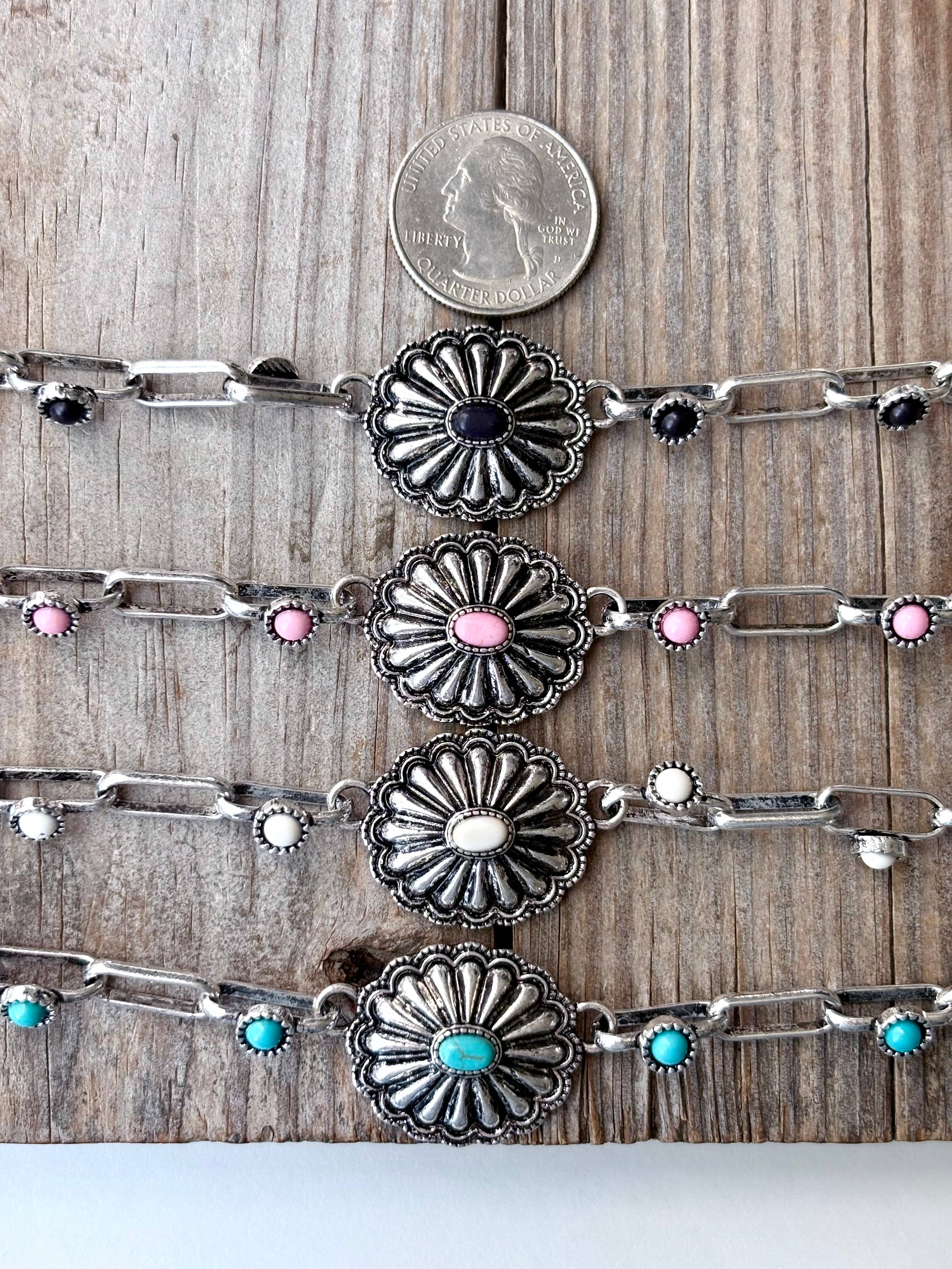 Turquoise Concho Chain Bracelet
