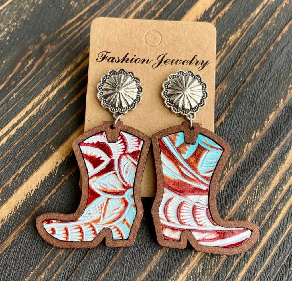 Wooden Boot Earrings