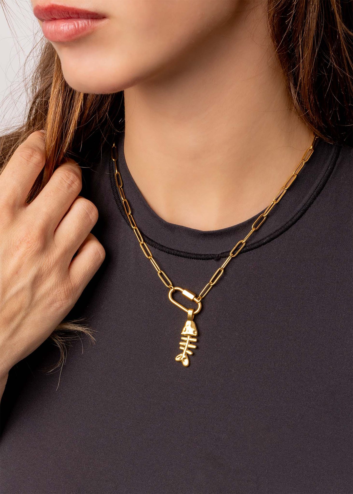 Paperclip Carabiner Charm Holder Necklace