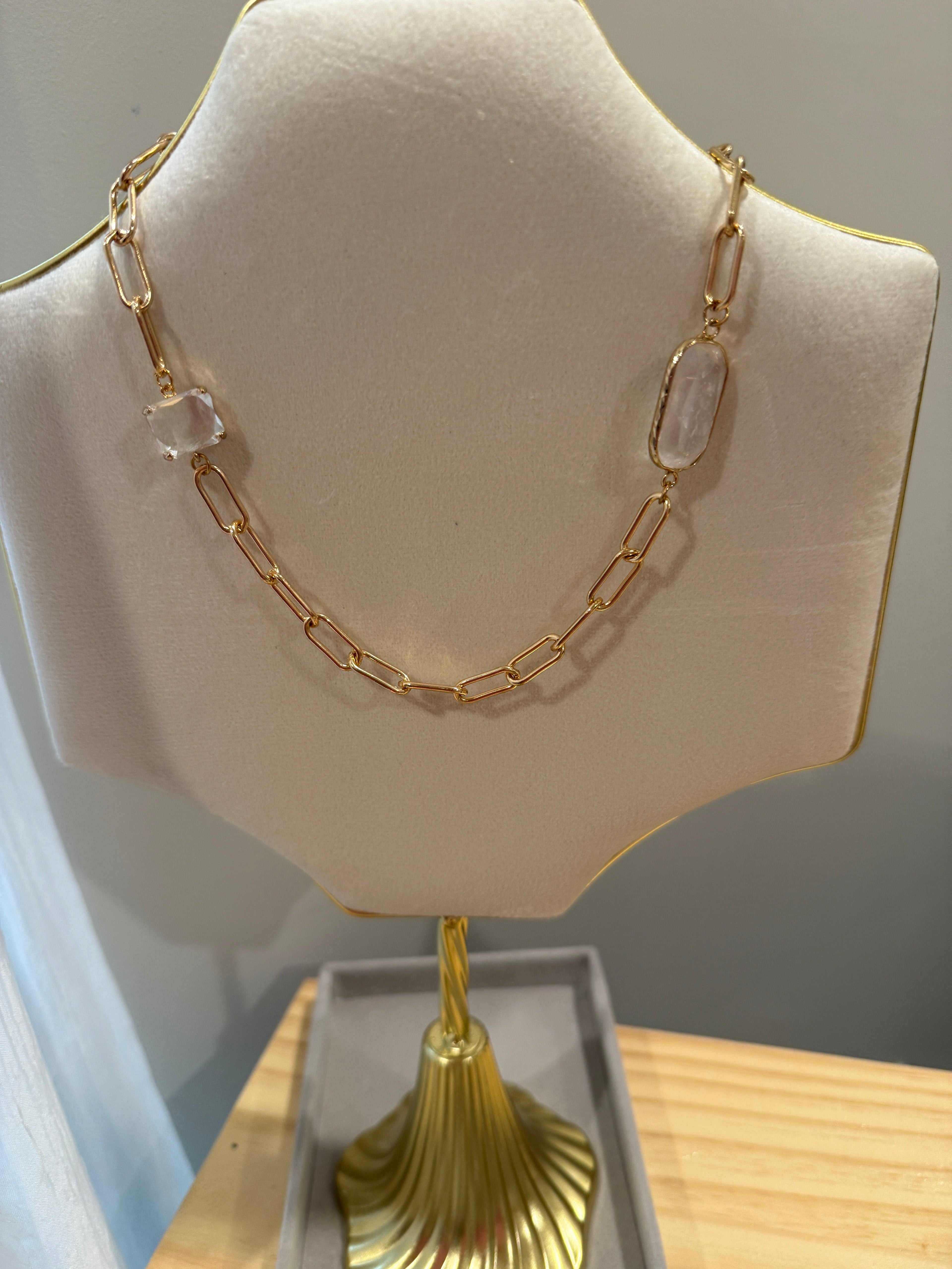 Golden Glow Stone Link Necklace