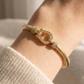Pave Horseshoe Buckle Ribbed Bangle