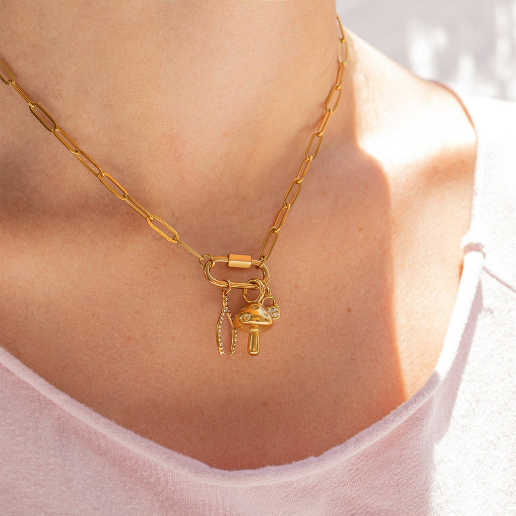 Paperclip Carabiner Charm Holder Necklace