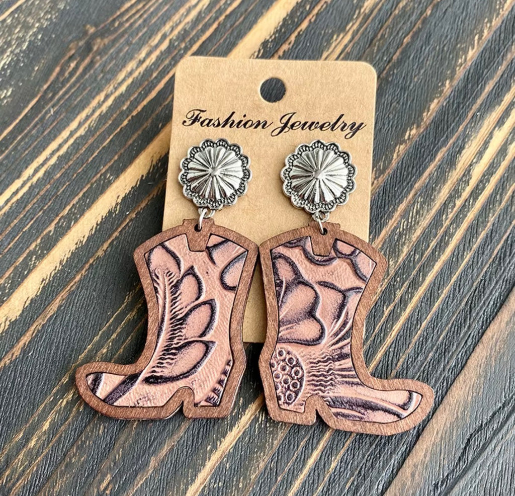 Wooden Boot Earrings