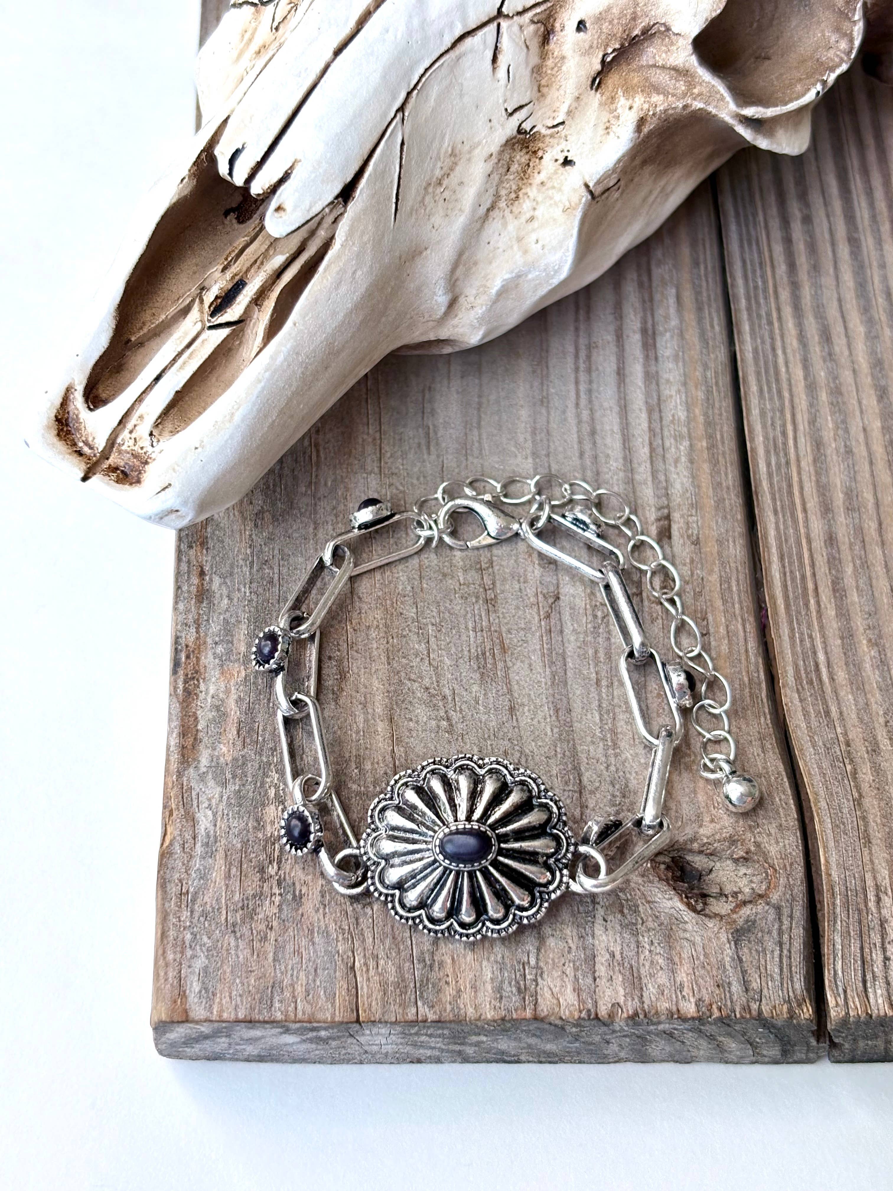 Turquoise Concho Chain Bracelet