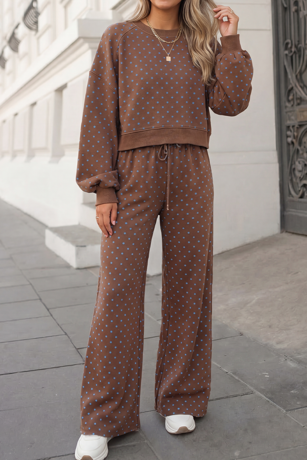 Brown Polka Dot Lounge Set