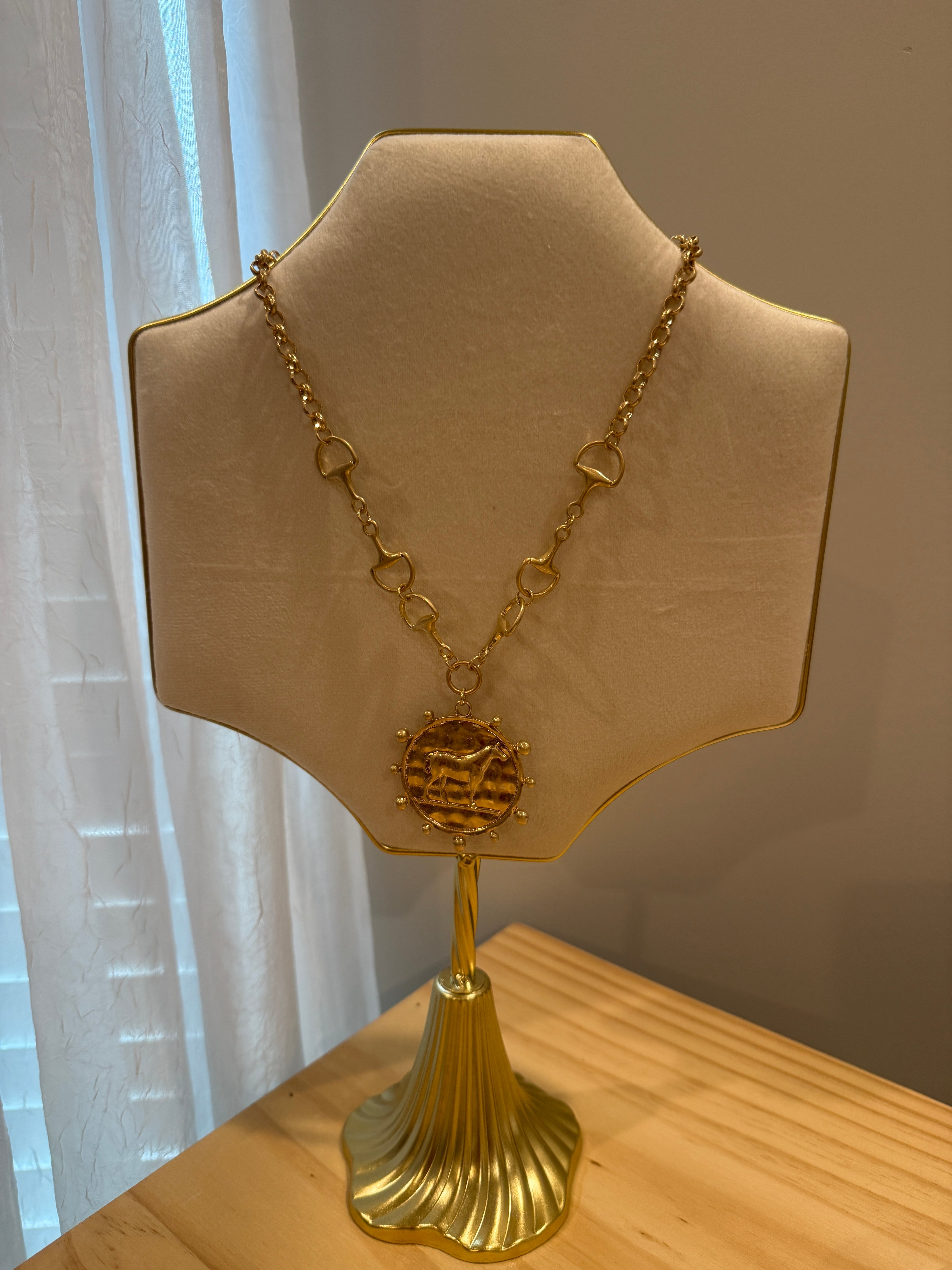 Gold Horse Coin Necklace