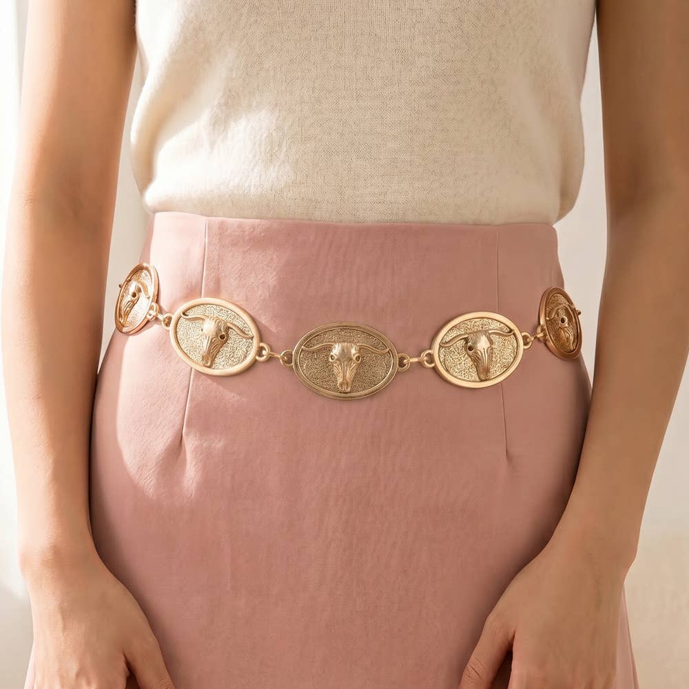 Western Longhorn Concho Chain Belt