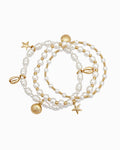 Coastal Stackable Shell Starfish Pearl Stretch Bracelet Set