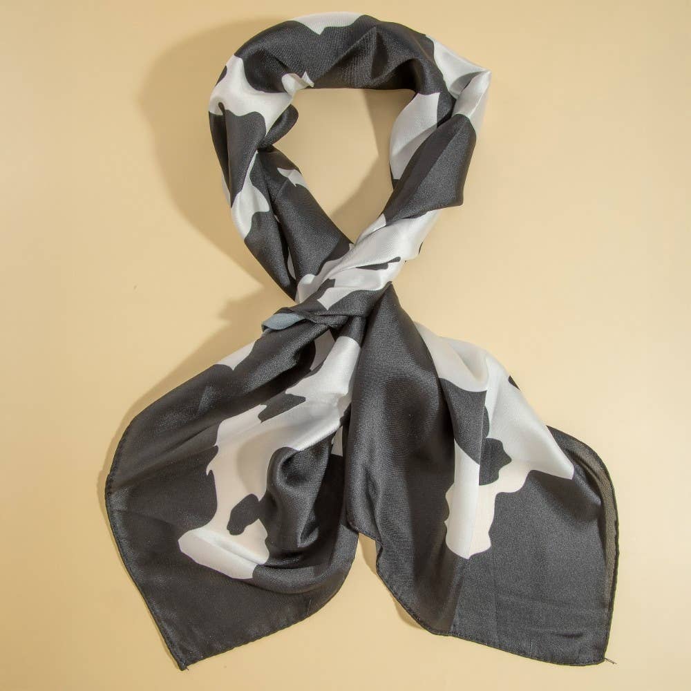 Black Cow Print Square Bandana Scarf