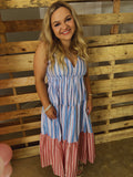 Stars & Stripes Tiered Maxi Dress