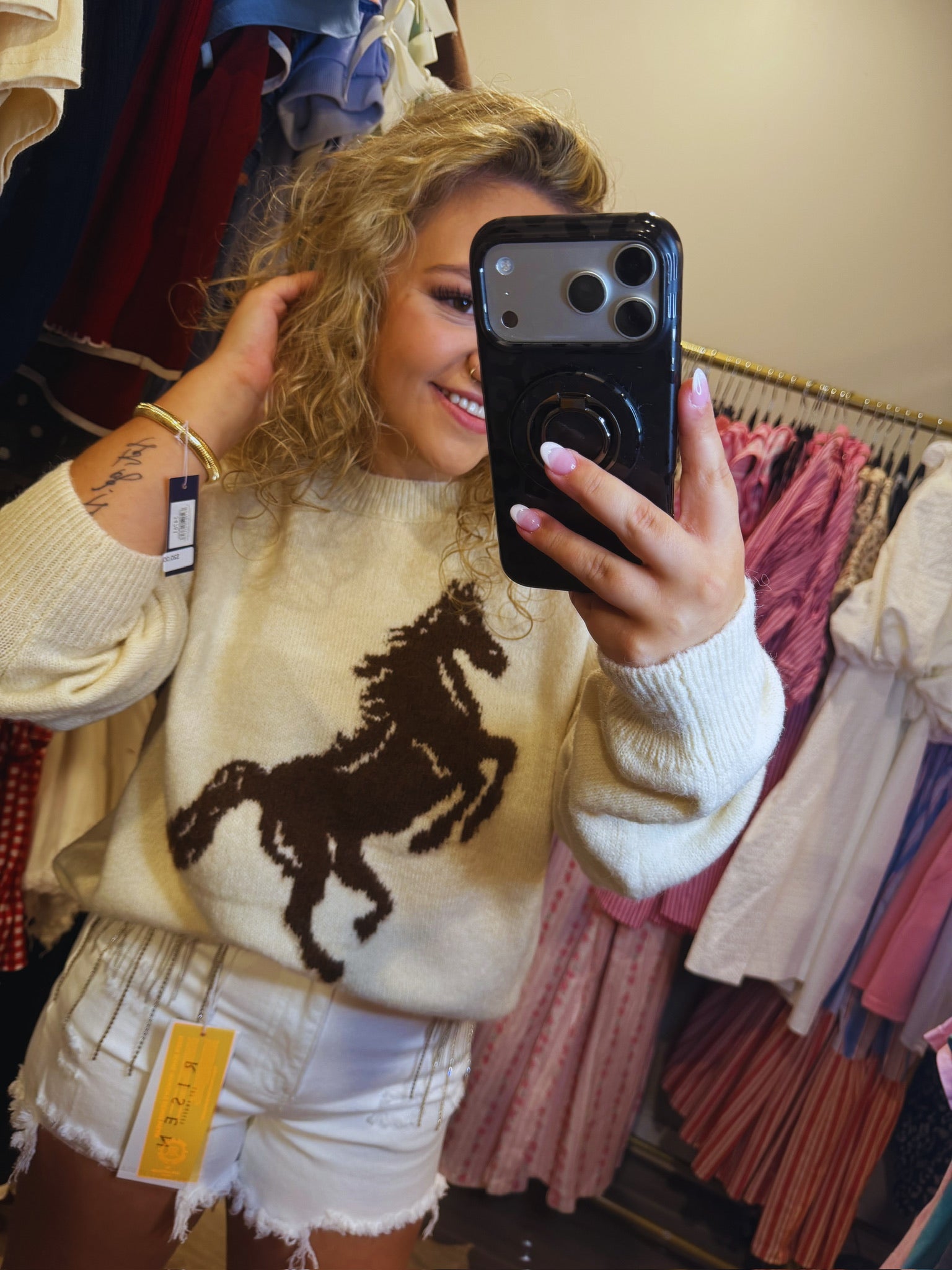 Wild Spirit Horse Sweater Ivory