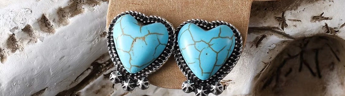 Turquoise Heart Stud Earrings