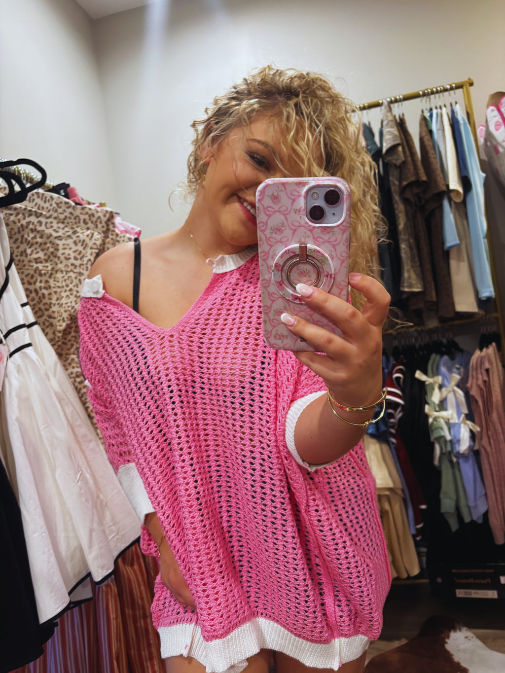 Pretty In Pink Crochet Sweater