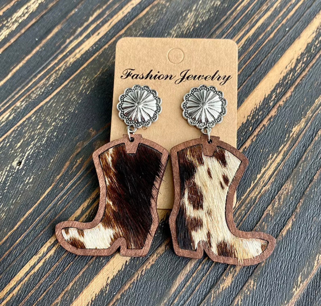 Wooden Boot Earrings