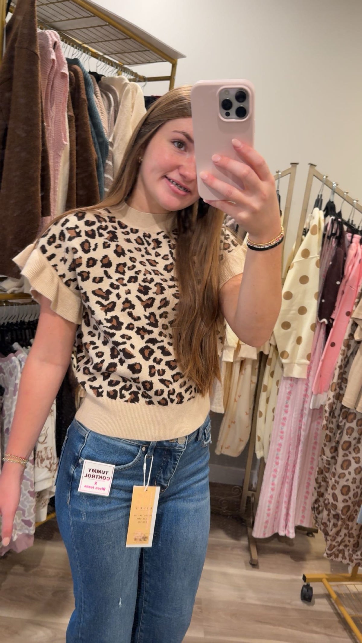 Leopard Flutter Sleeve Sweater