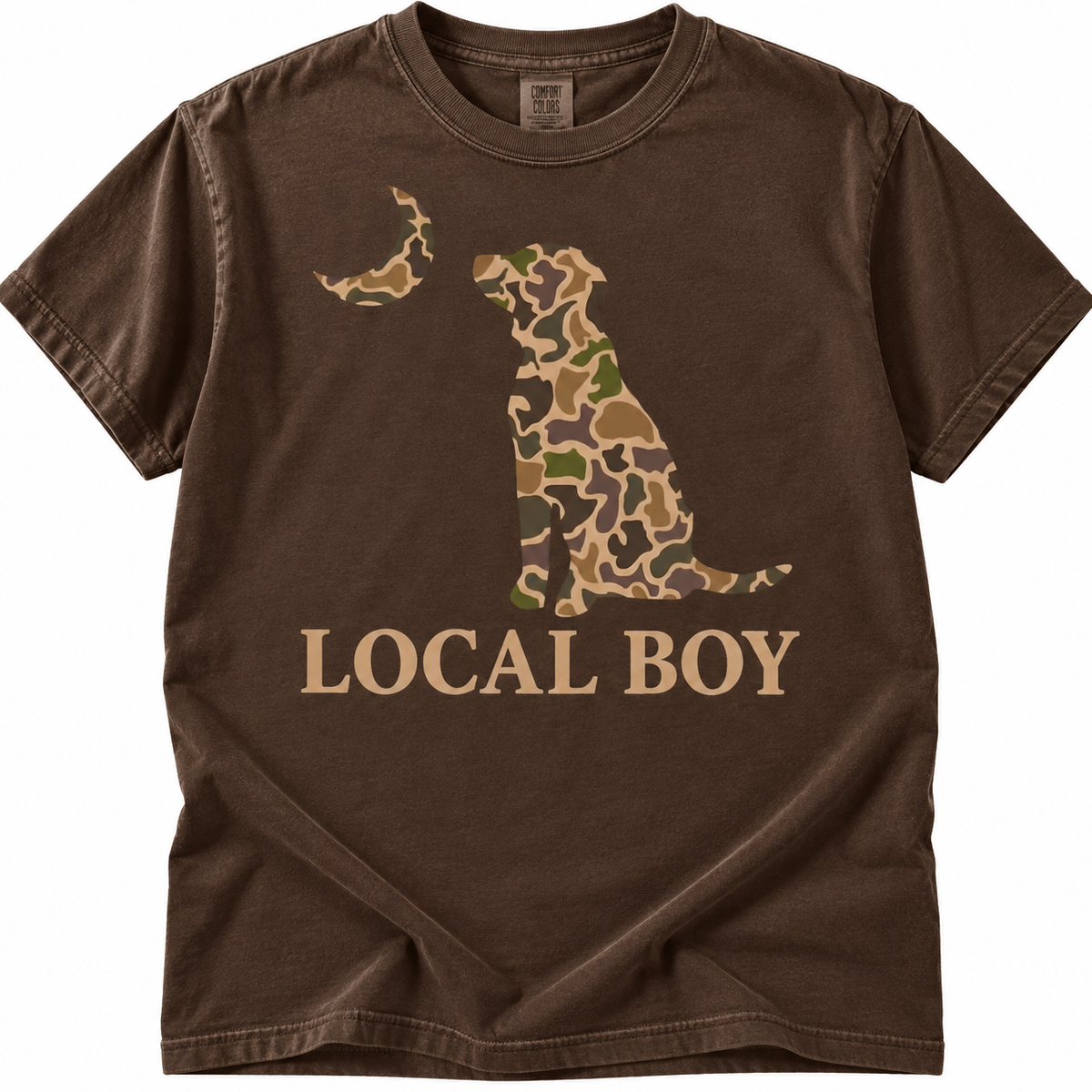Camo Dog and Moon Graphic Tee
