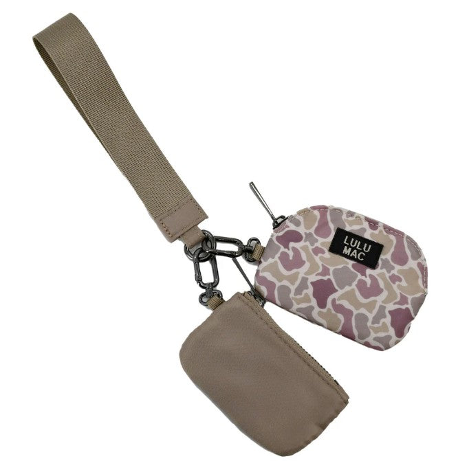 Lulu Mac Double Pouch Wristlet – Camo Brown