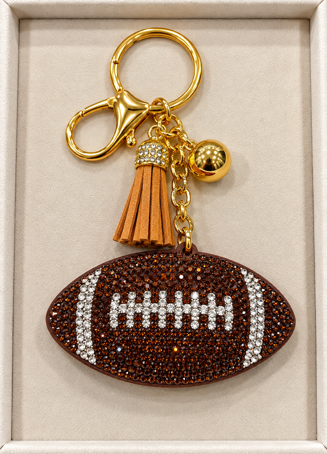 Brown Football Bag Charm & Keychain