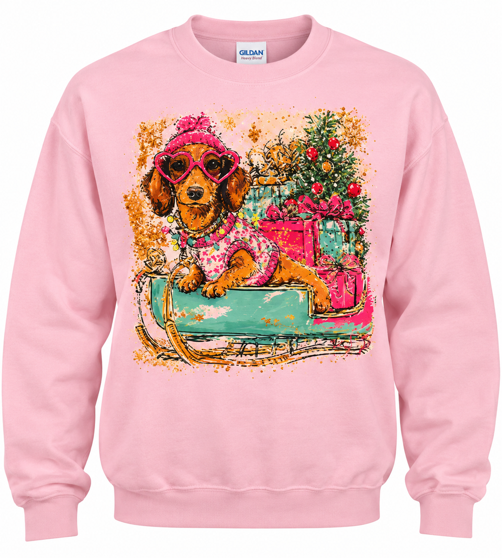 Christmas Weenie Dog Graphic Sweatshirt