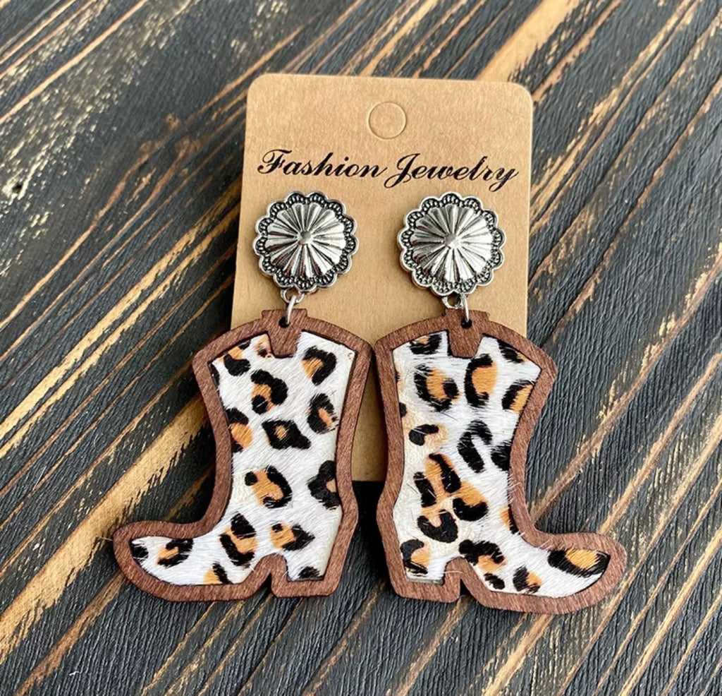 Wooden Boot Earrings