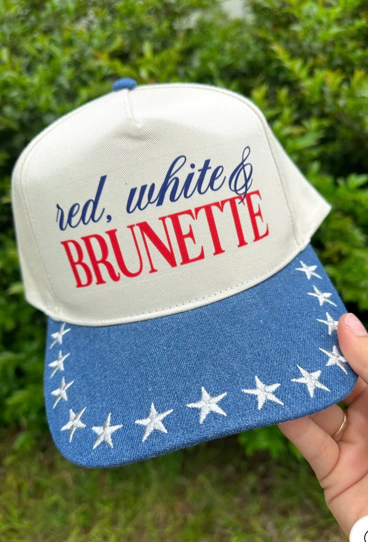 Red, White & Brunette Trucker Hat