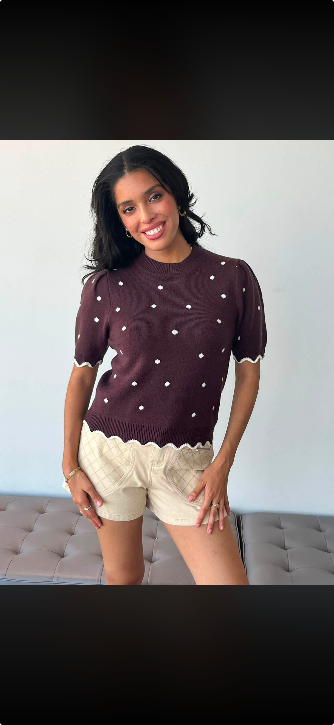 Brown & Ivory Polka Dot Sweater