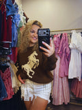 Wild Spirit Horse Sweater Brown
