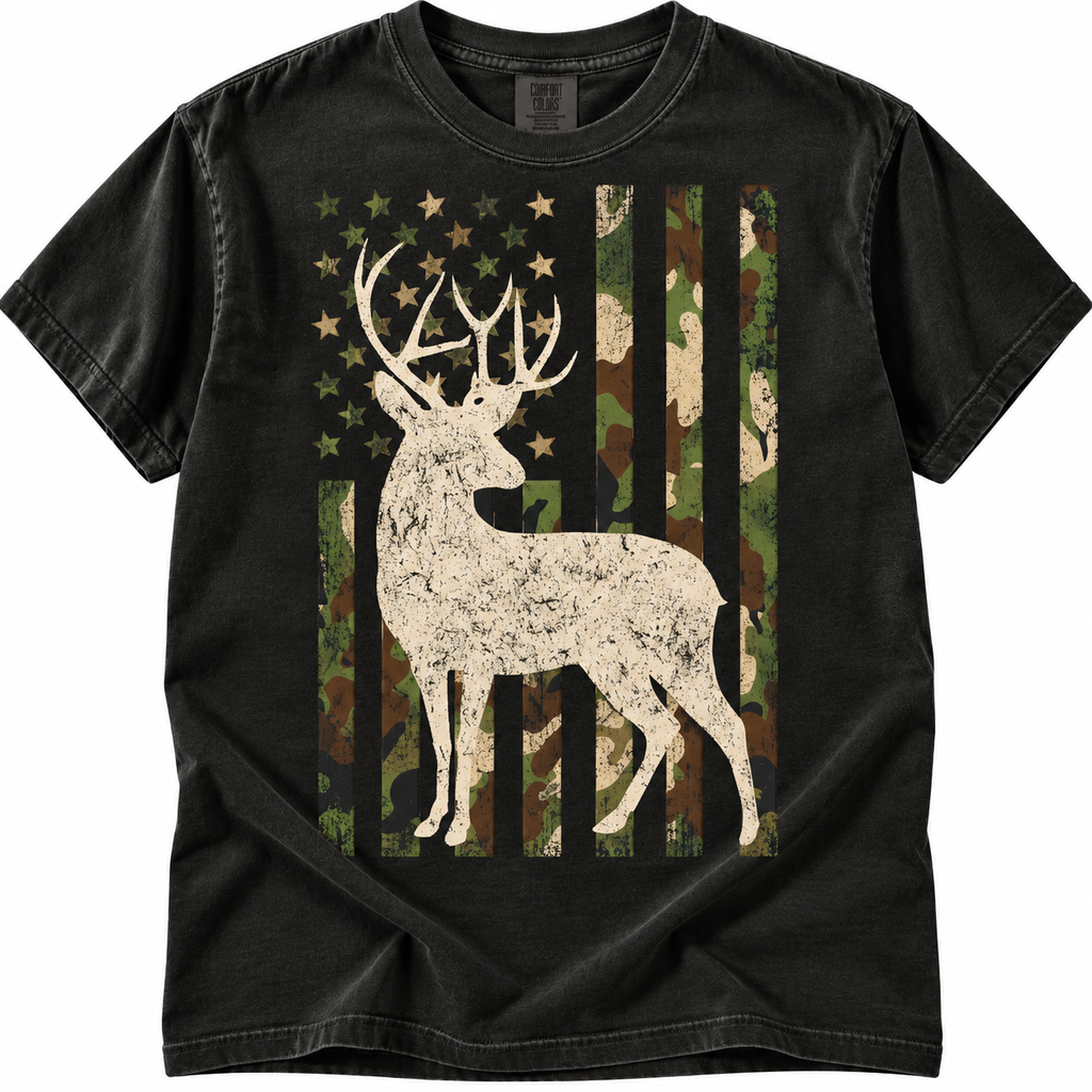 Camo Flag and Buck Graphic Tee