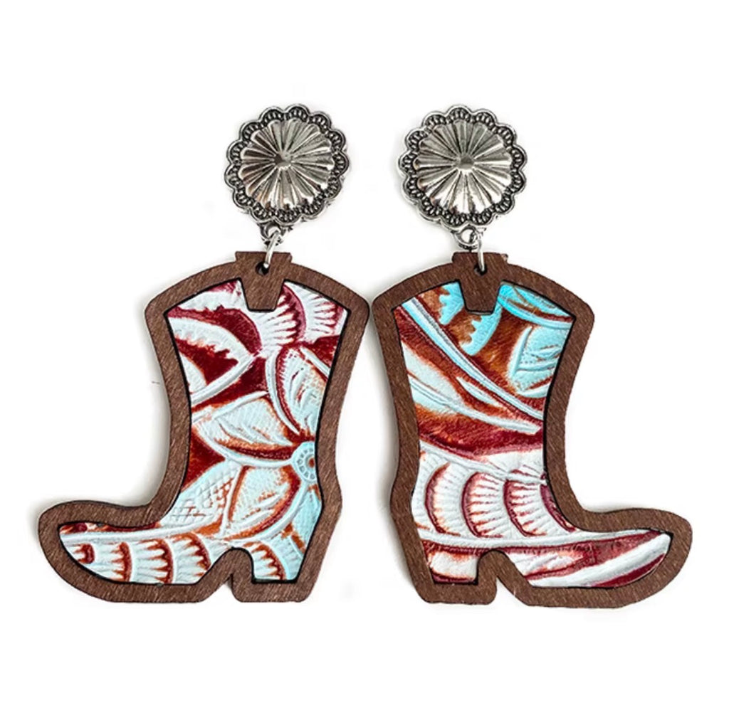 Wooden Boot Earrings