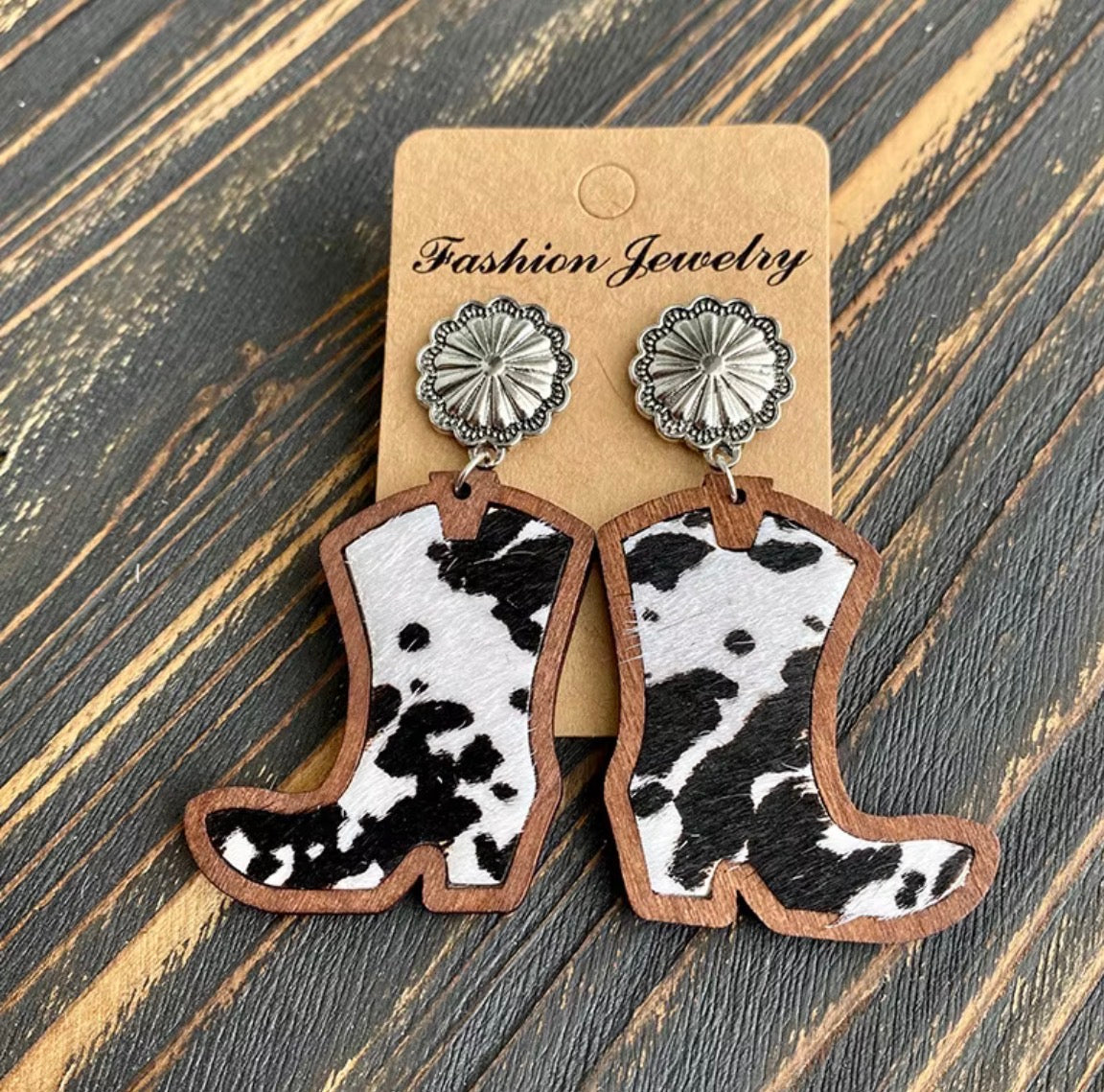 Wooden Boot Earrings