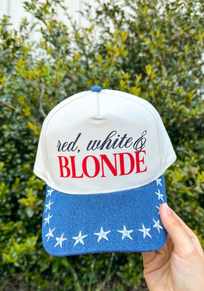 Red, White & Blonde Trucker Hat