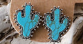 Turquoise Cactus Stud Earrings