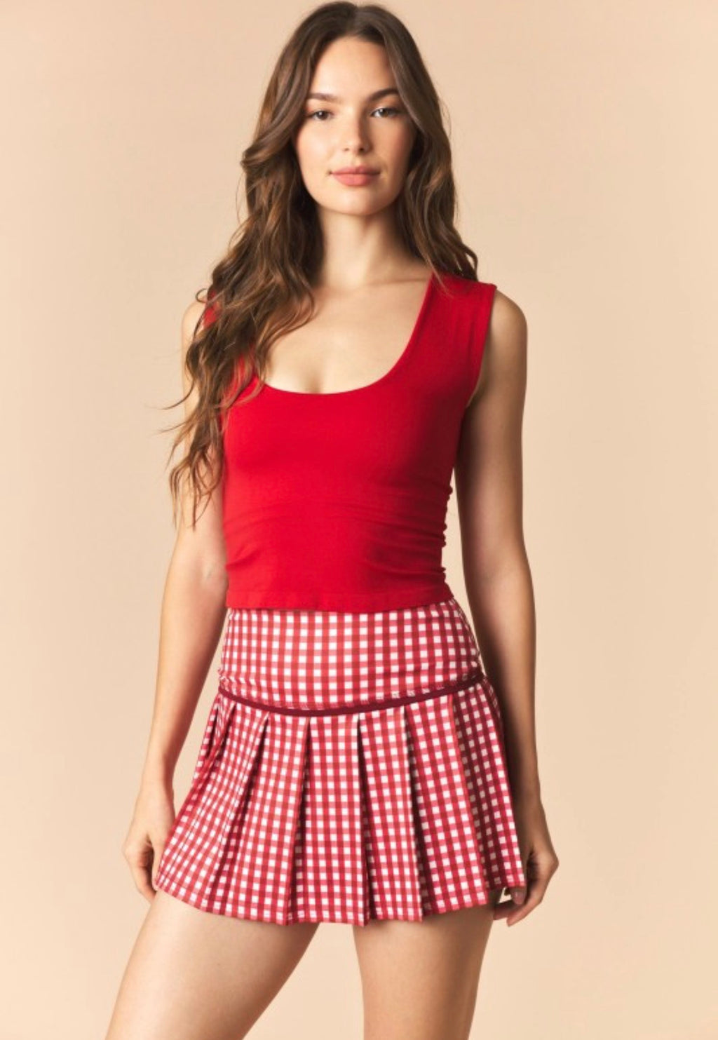 Gingham Active Pleated Skort