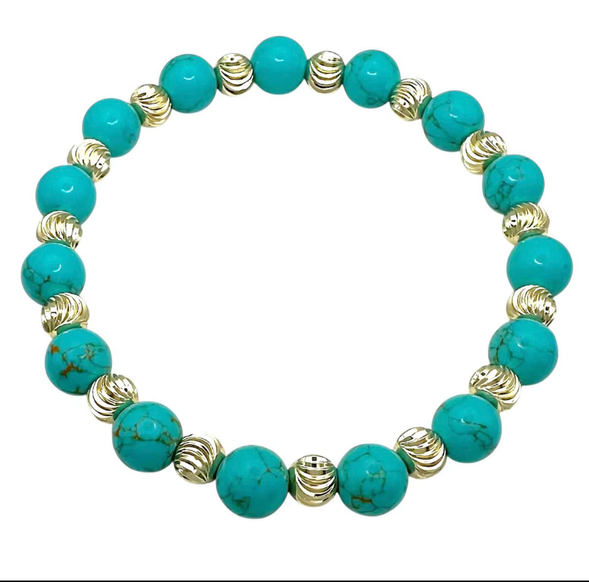 Turquoise & Gold Beaded Bracelet